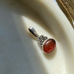 925 Sterling Silver Genuine Amber pendant